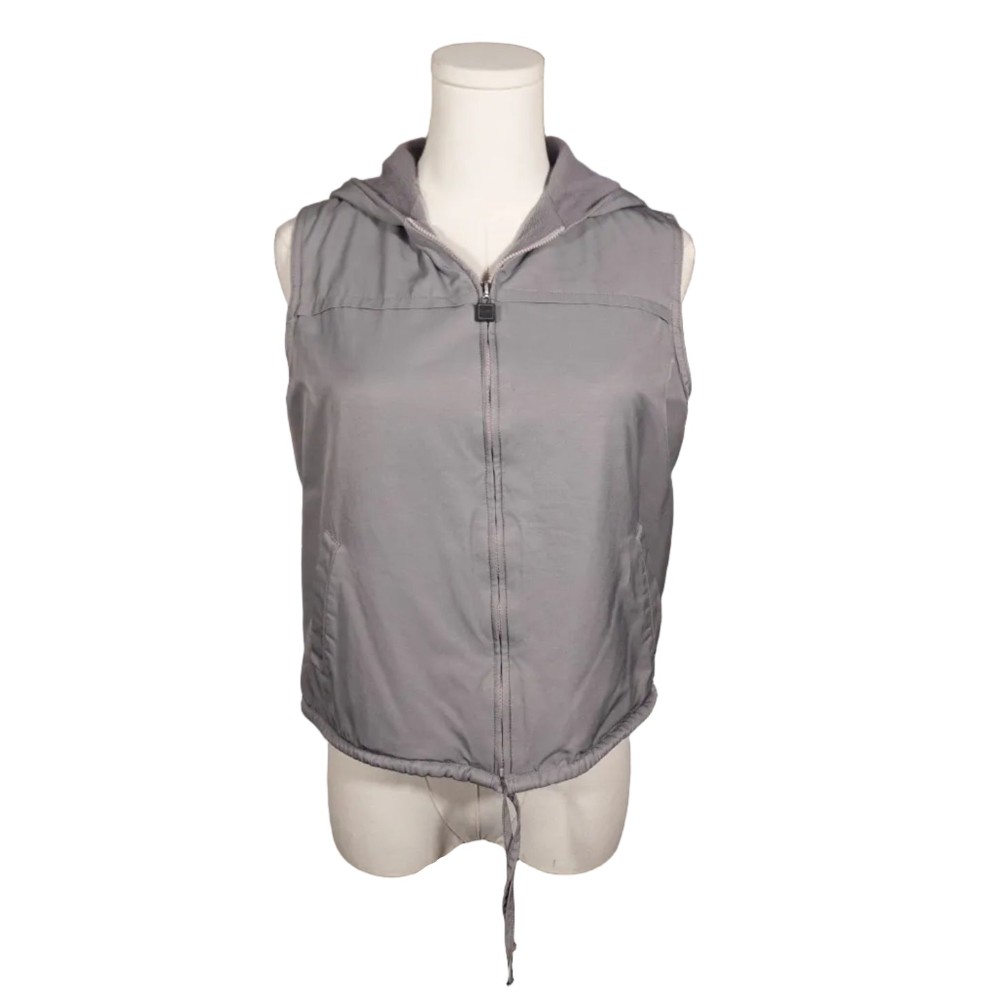 Esprit Vintage Gray Hooded Fleece Vest-S