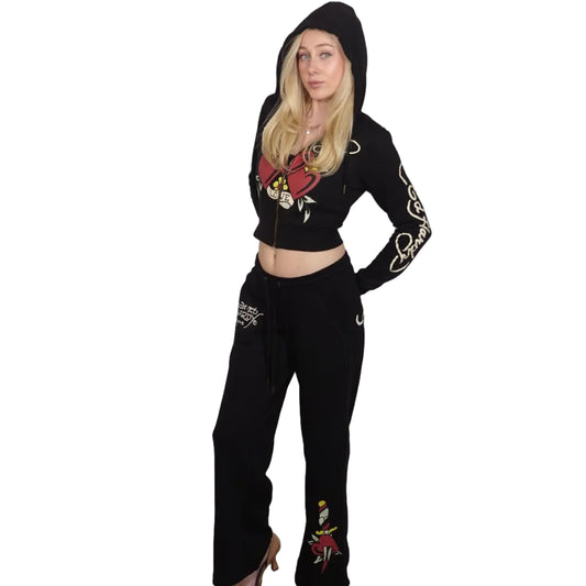 Vintage Ed Hardy Black Sweat Set