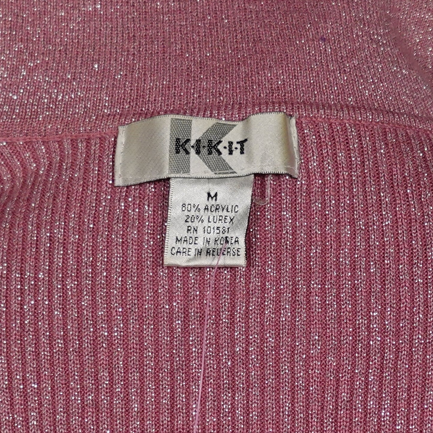 Kikit Pink Shimmer Mock Sleeveless Sweater-M