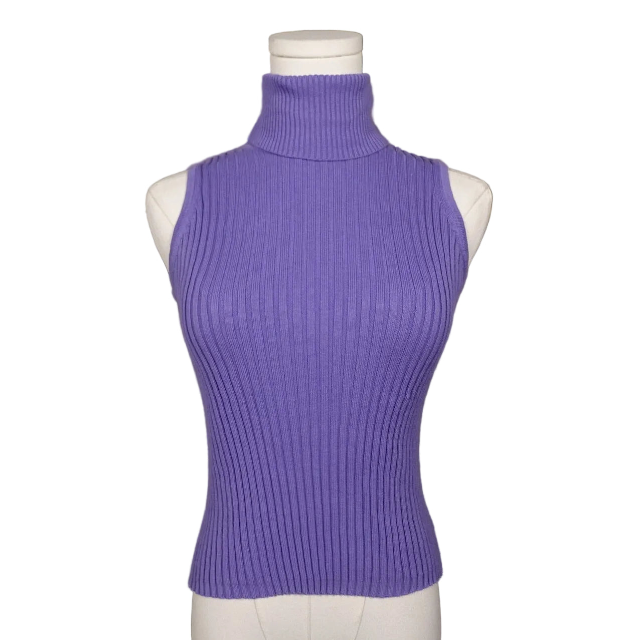 Express Lavender Ribbed Turtleneck Knit Tank (XS)