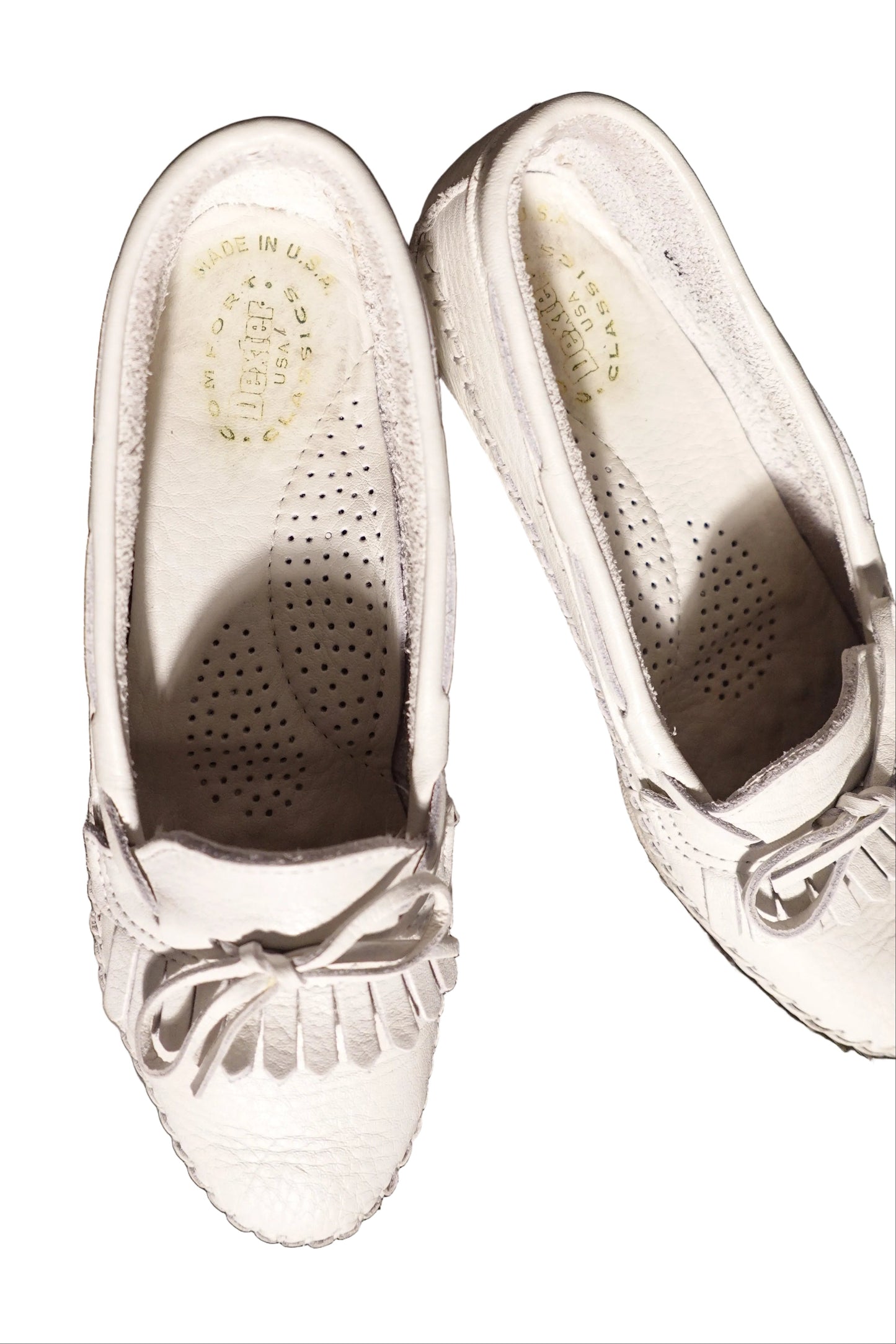 Vintage White Leather Loafers-6.5