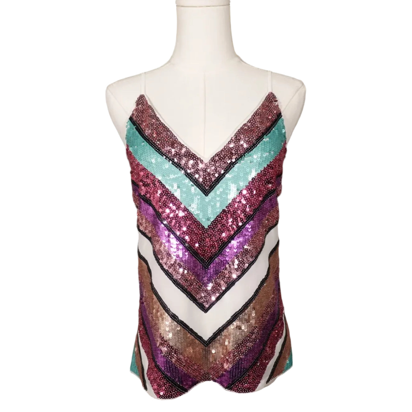 Express Sequin Chevron Tank Top (XS)