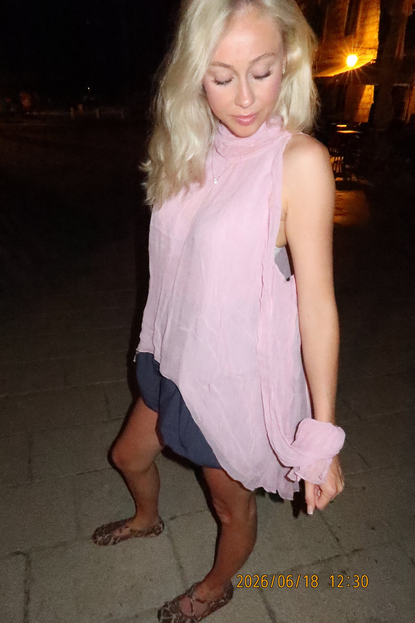 Pink Sheer Tie Top
