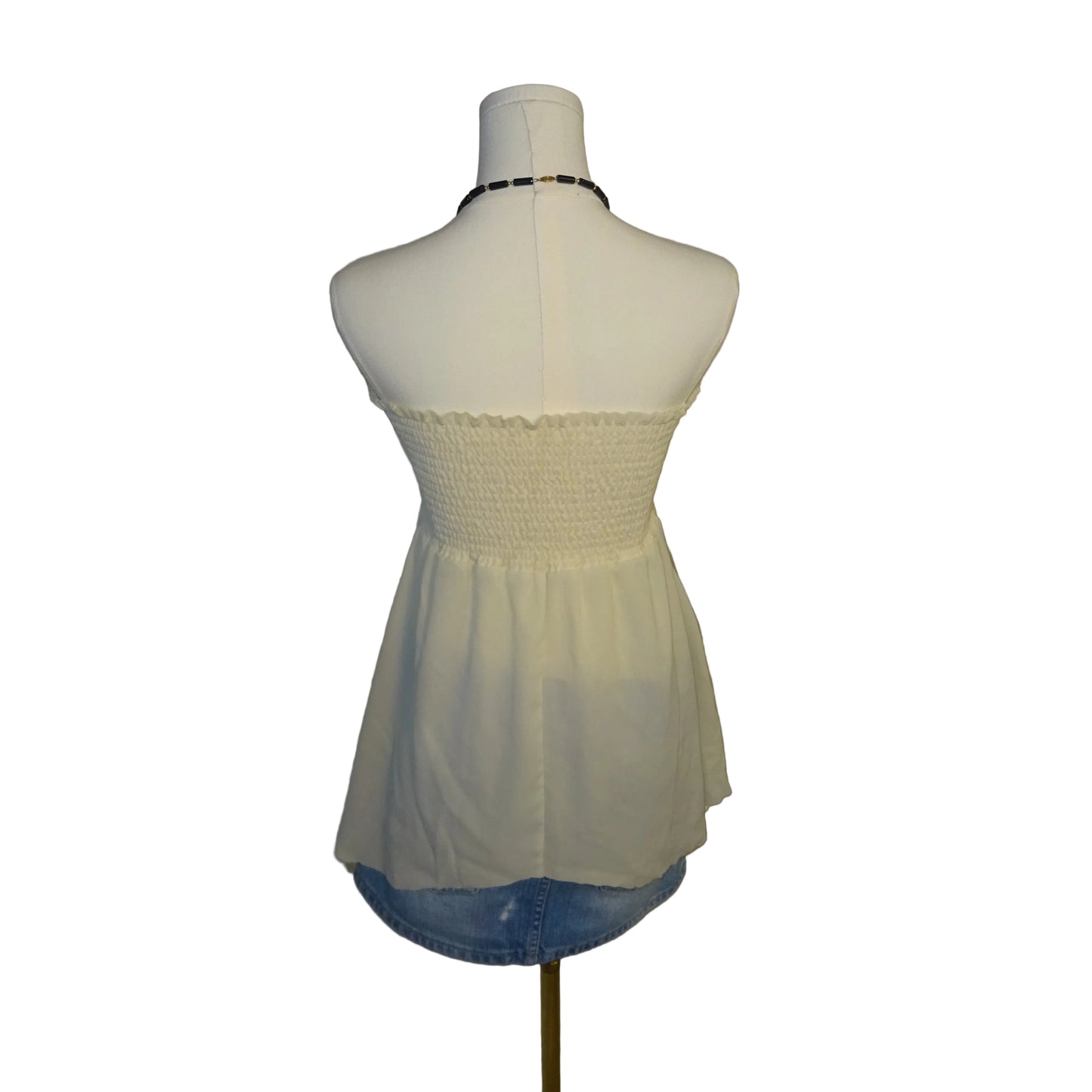 Strapless Off White Tie Top (S)