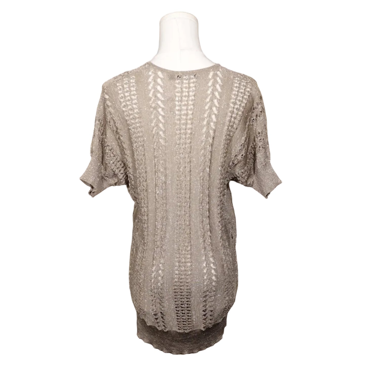 The Limited Metallic Open Knit Tunic Sweater-M
