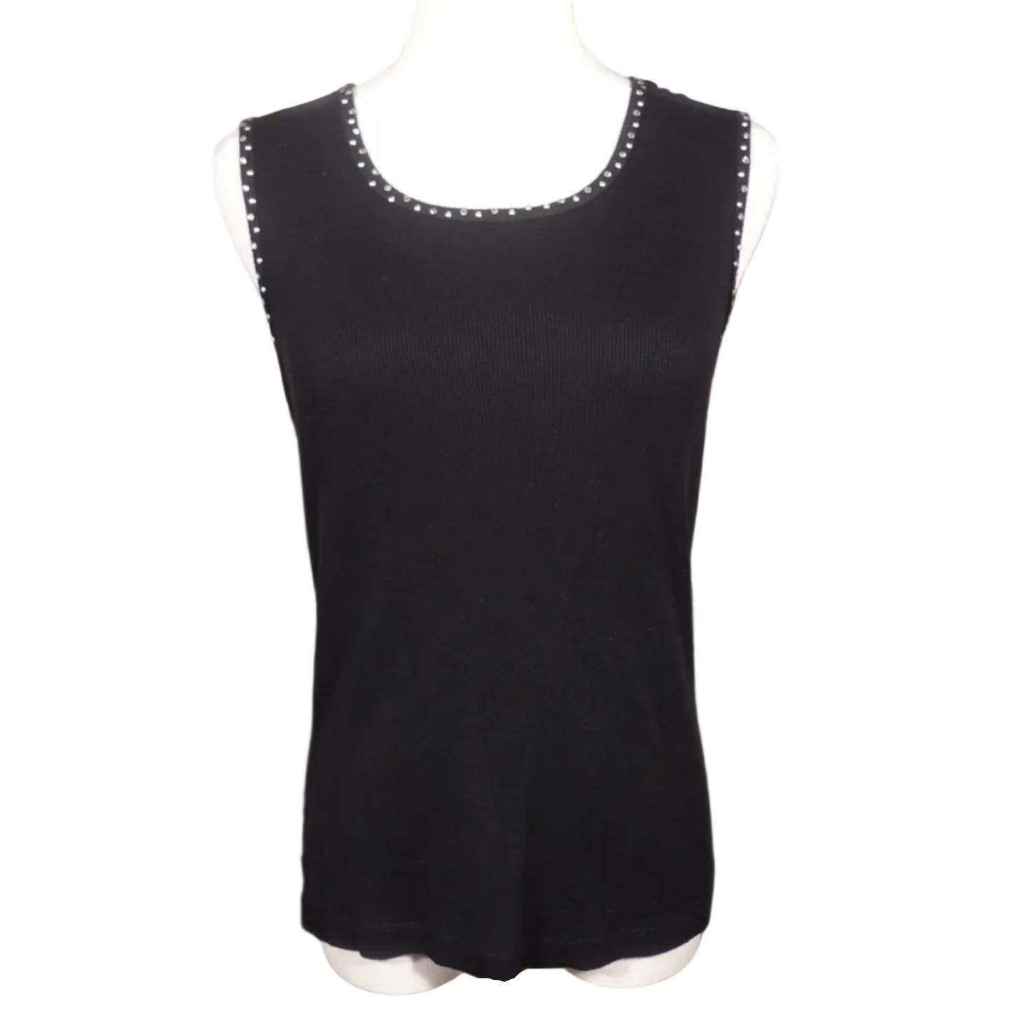Black Rhinestone Tank-S