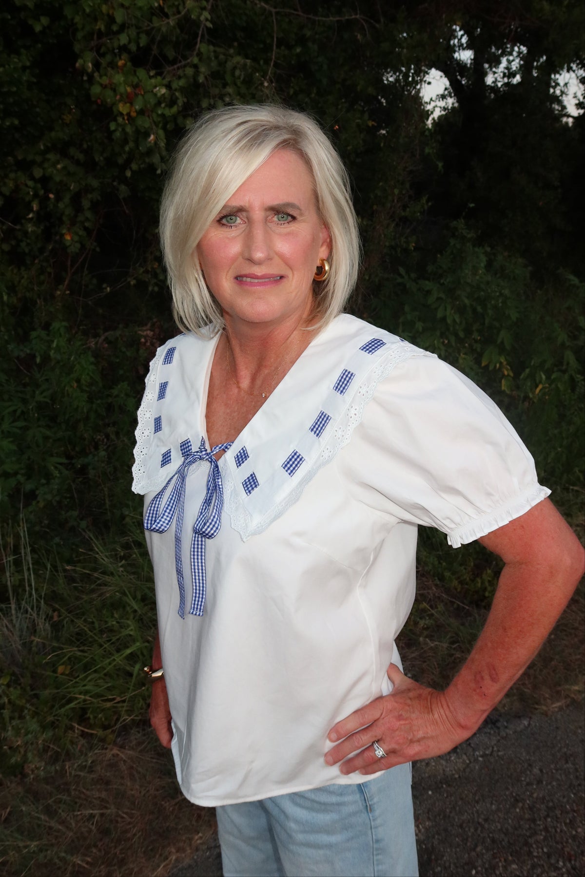 Miriam Gingham Sailor Top