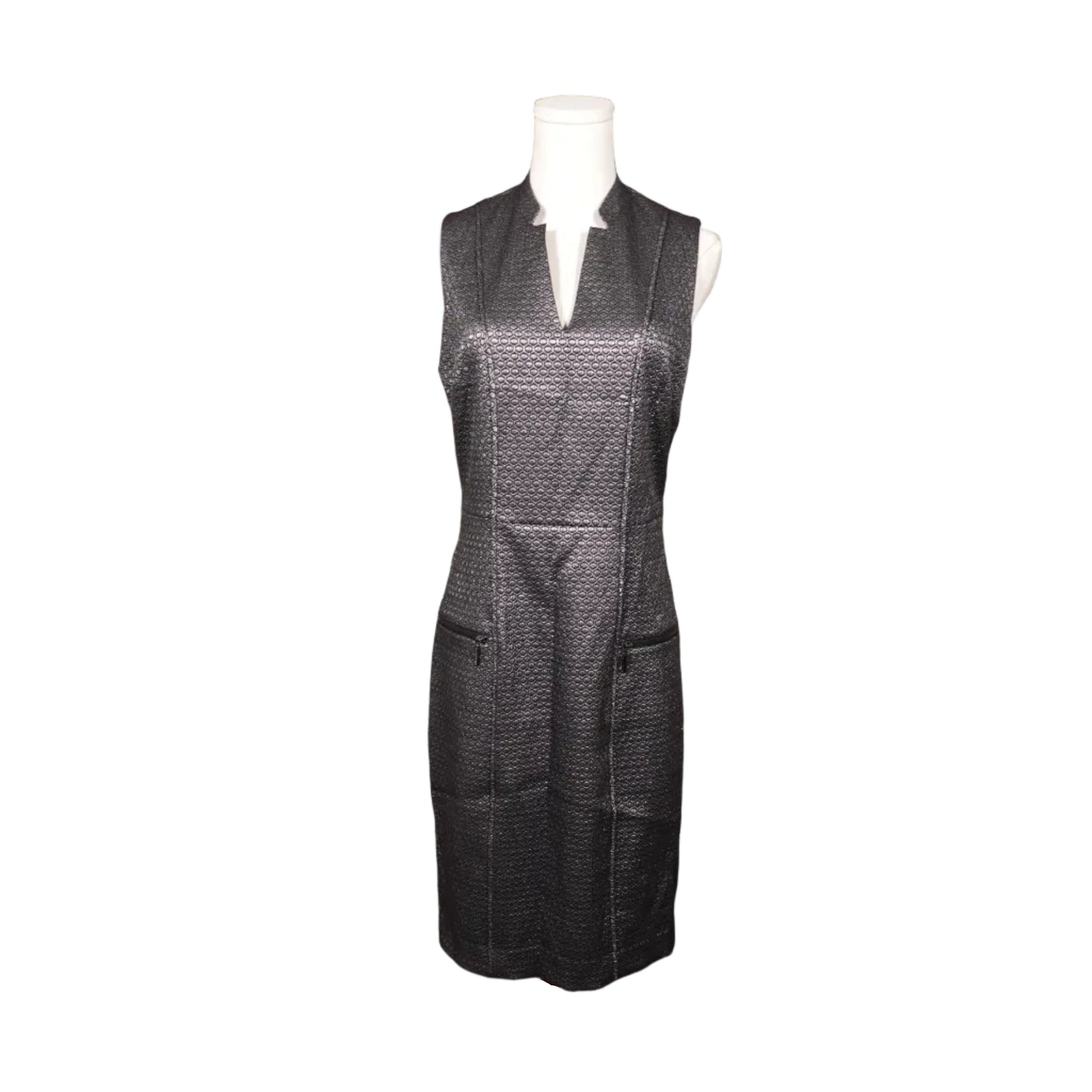 Pure Navy Textured Sheath Dress –8