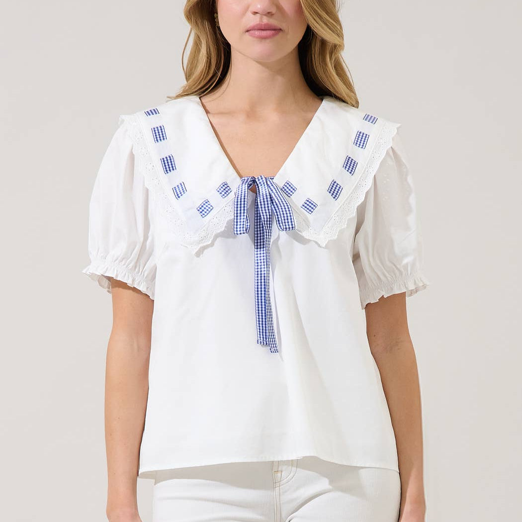 PREORDER Miriam Gingham Sailor Top