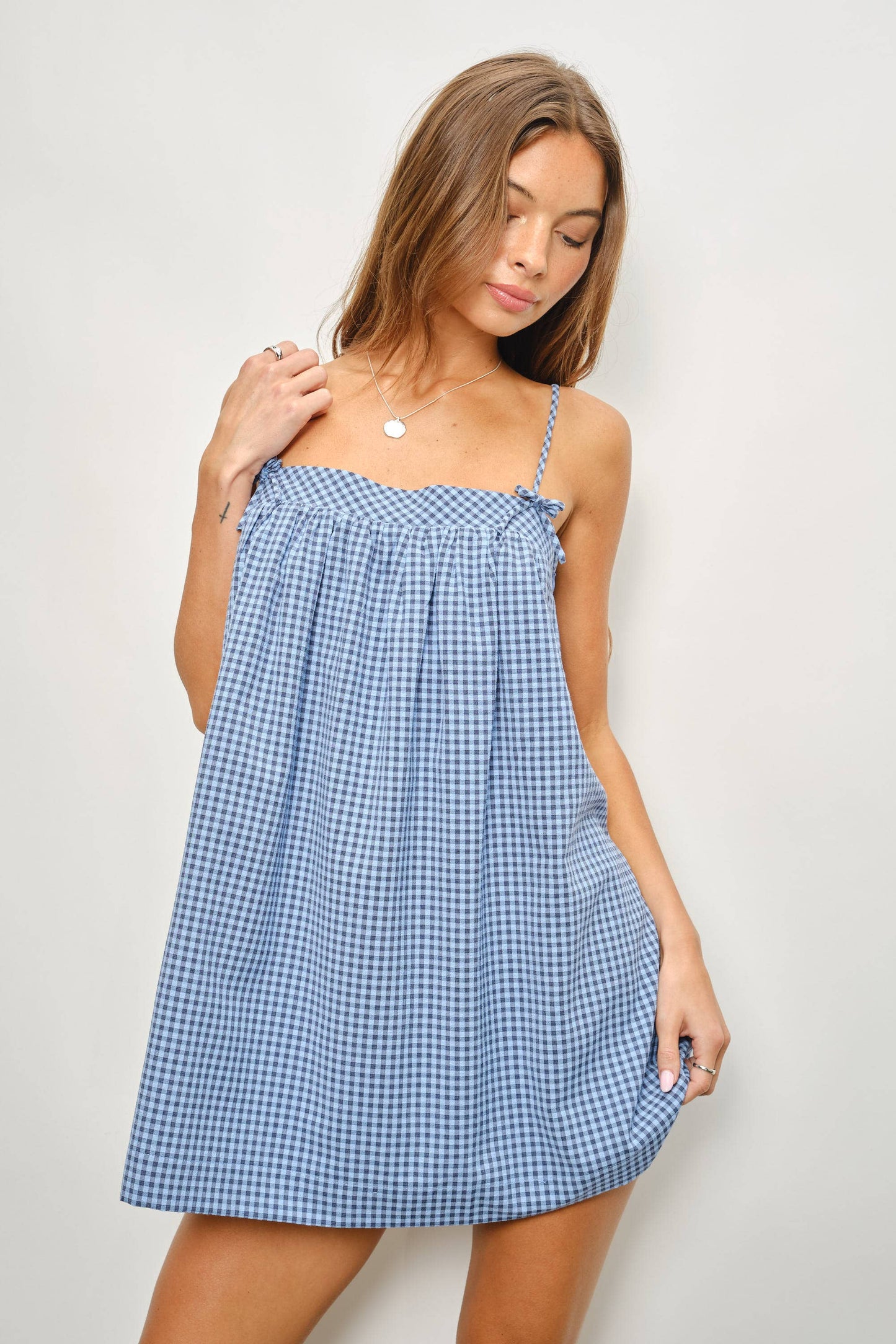 PREORDER Blue Gingham Mini Dress