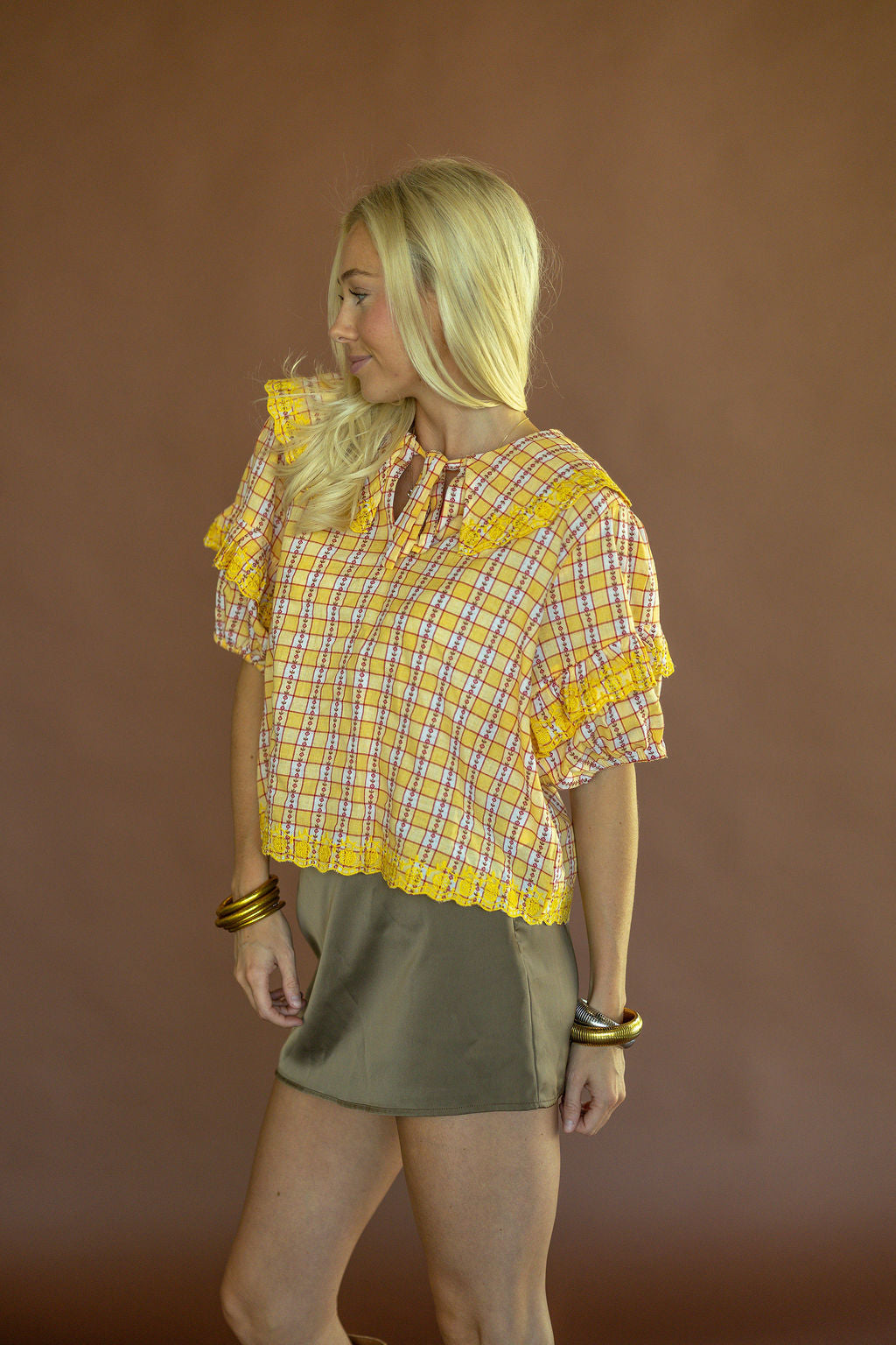 Honey Harvest Plaid Top