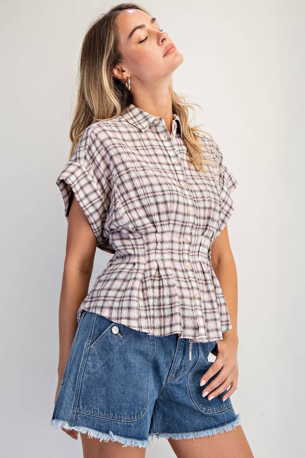 The Pink Latte Plaid Top