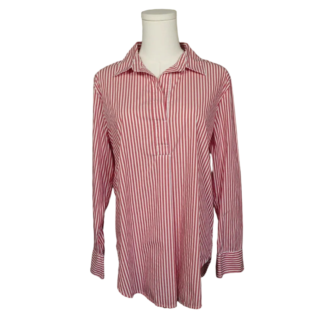 Cherry Stripe Classic Button Tunic (M)