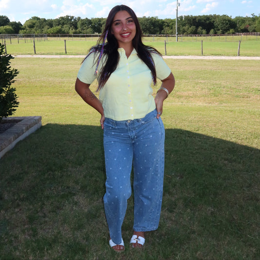 Polka Dot Straight Leg Jeans