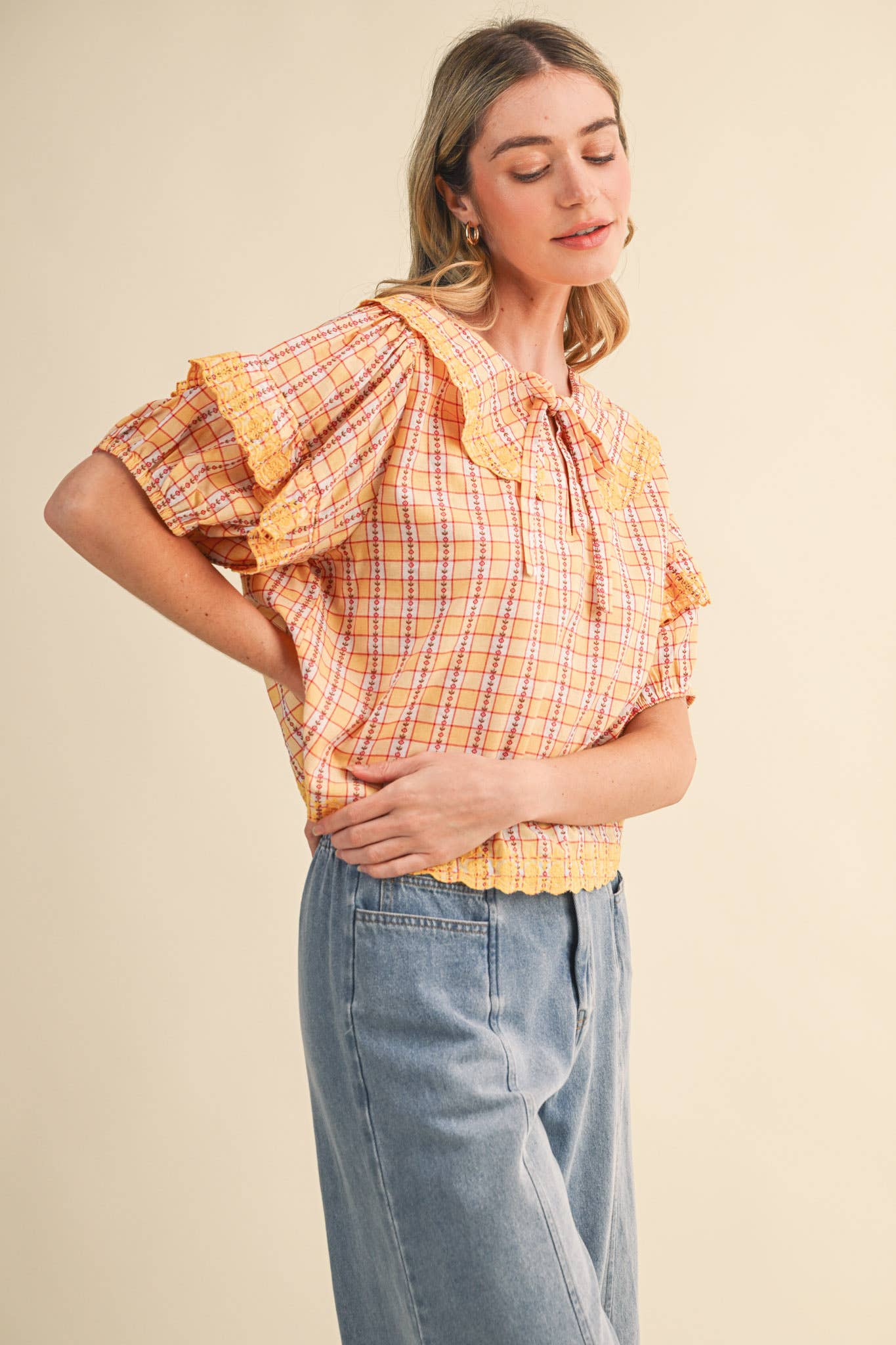 Honey Harvest Plaid Top