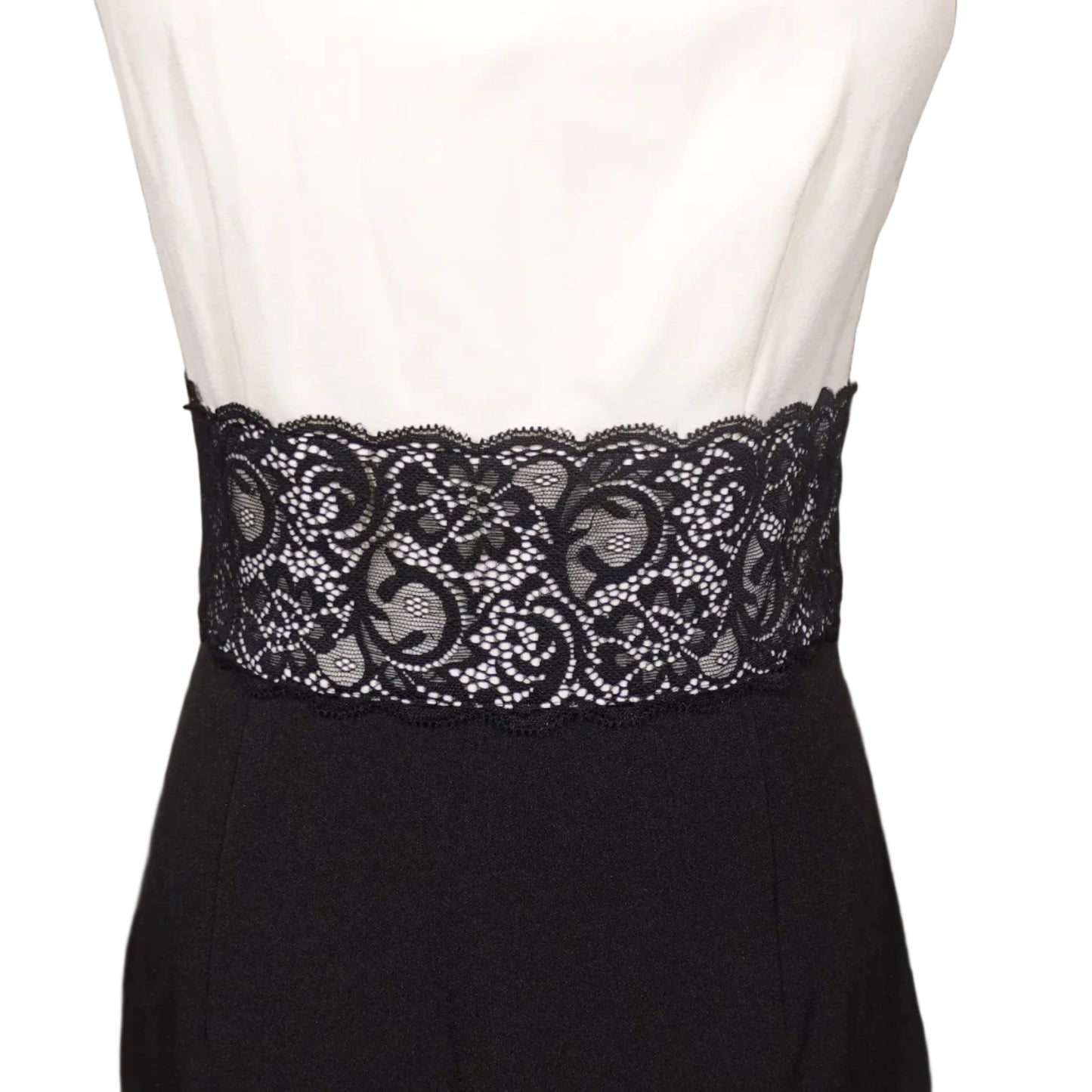 White House Black Market Black & Ecru Lace Waist Sheath Dress (0)