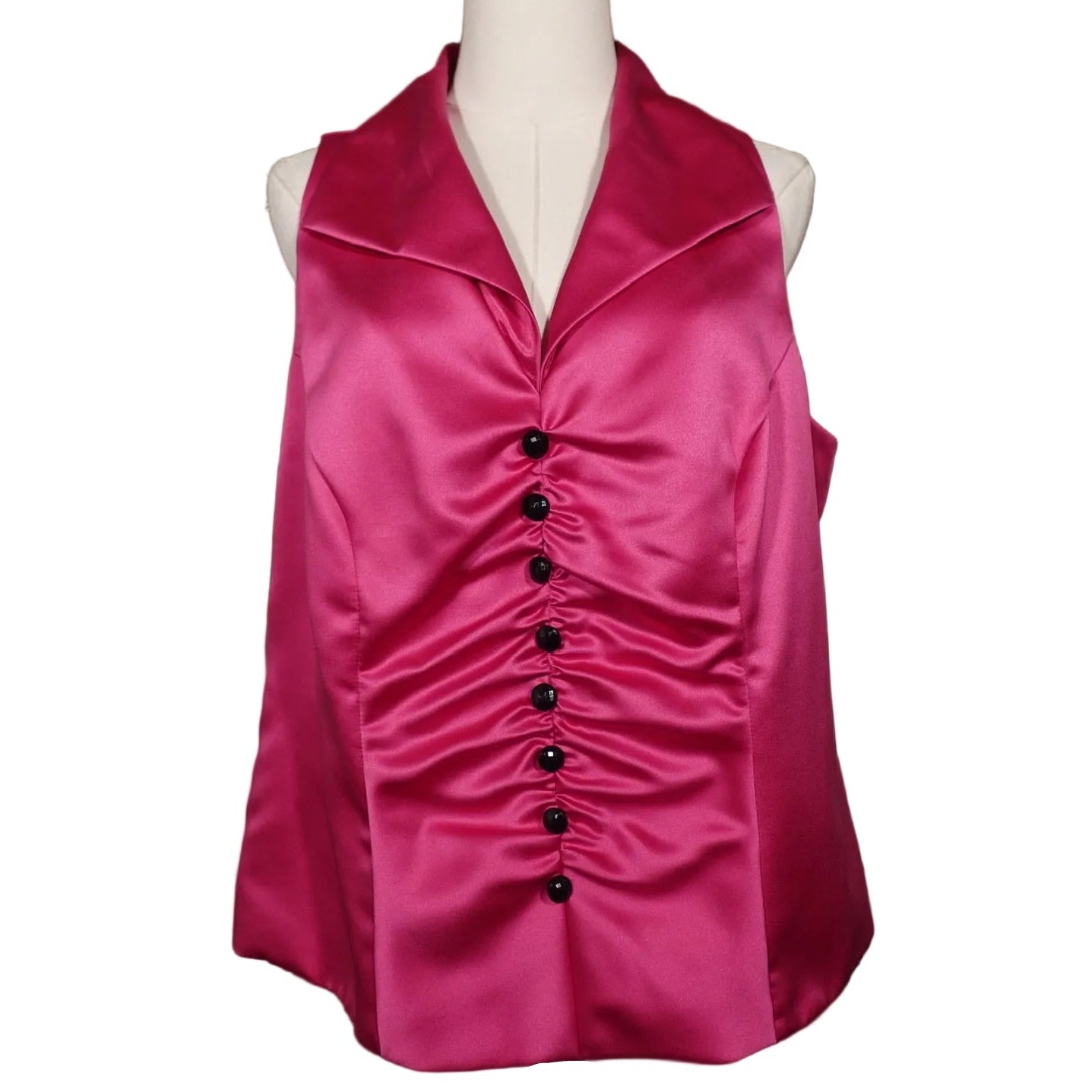 Hot Pink Satin Ruched Vest Top (16)