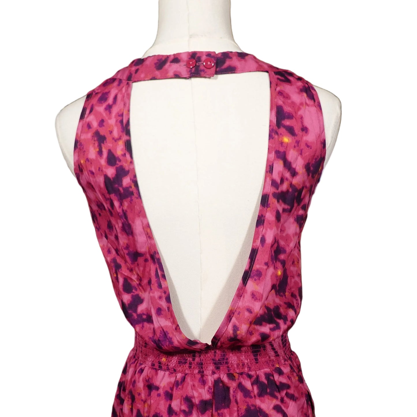 Pink Splash Open-Back Romper-M