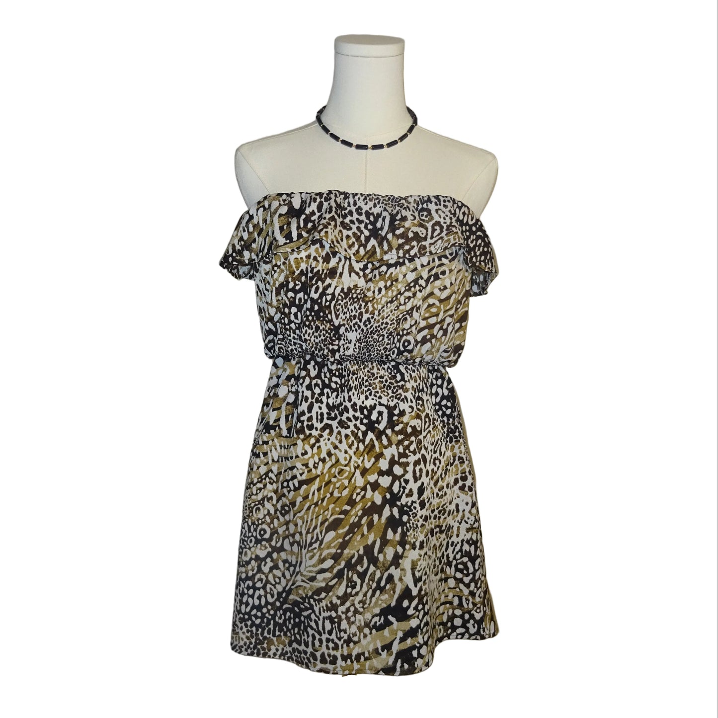 Animal Print Strapless Dress-M