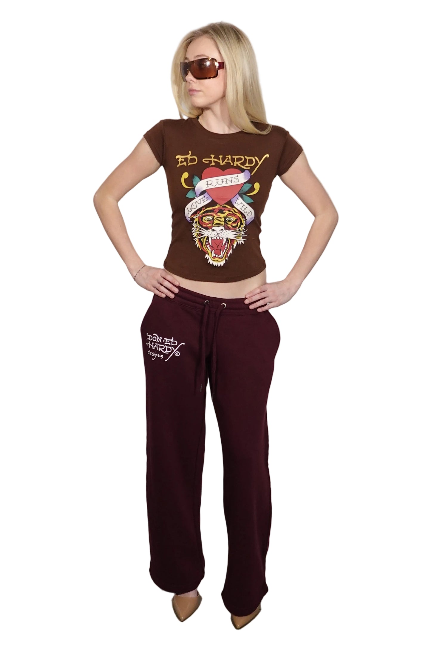 Ed Hardy Burgundy Tiger Sweatpants