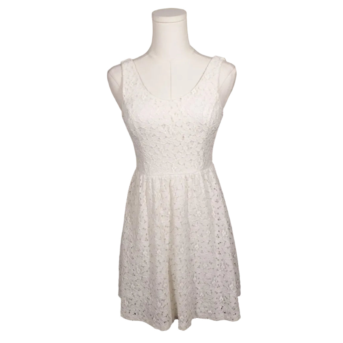 Ivory Lace Fit & Flare Mini Dress-S