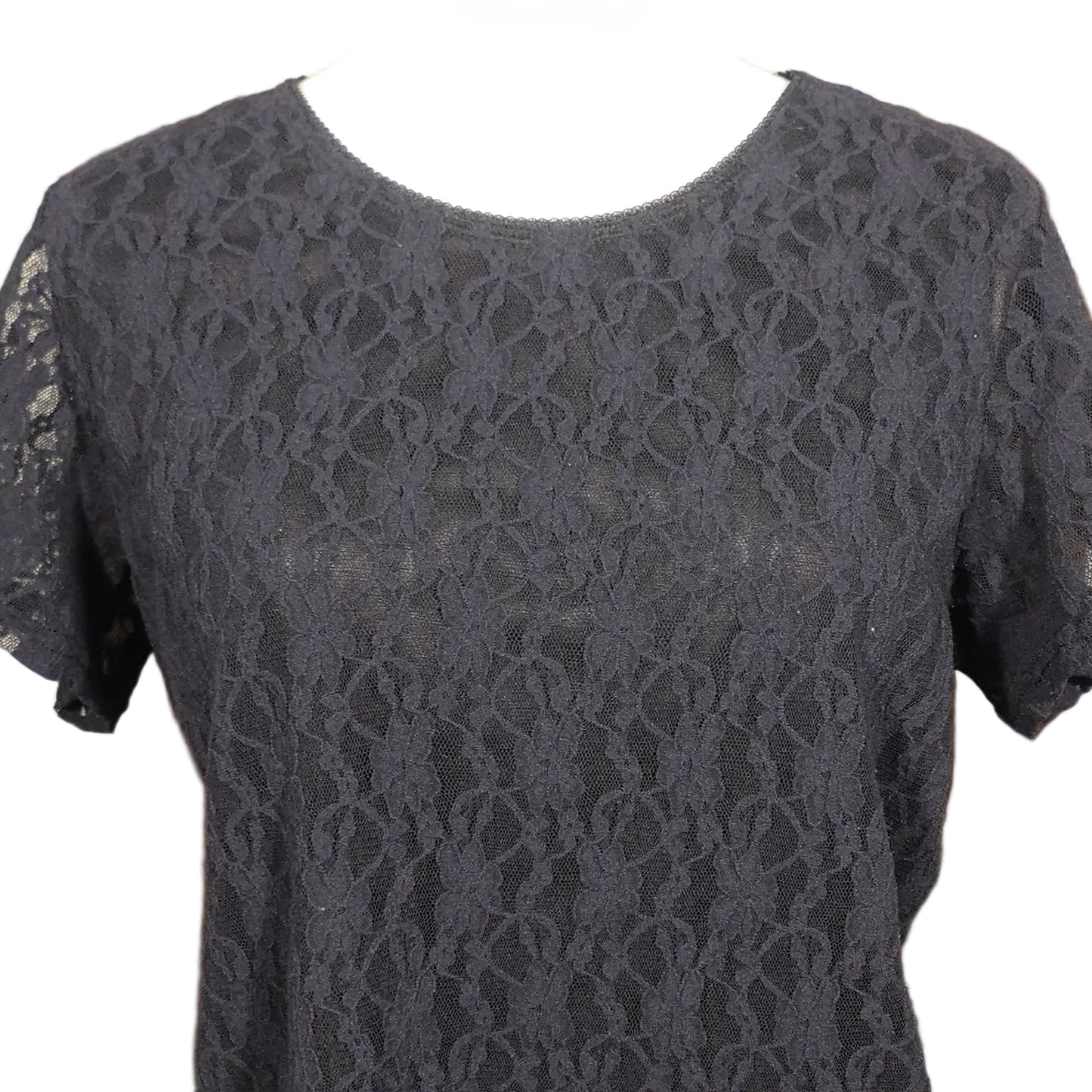 Navy Lace Sheer Top