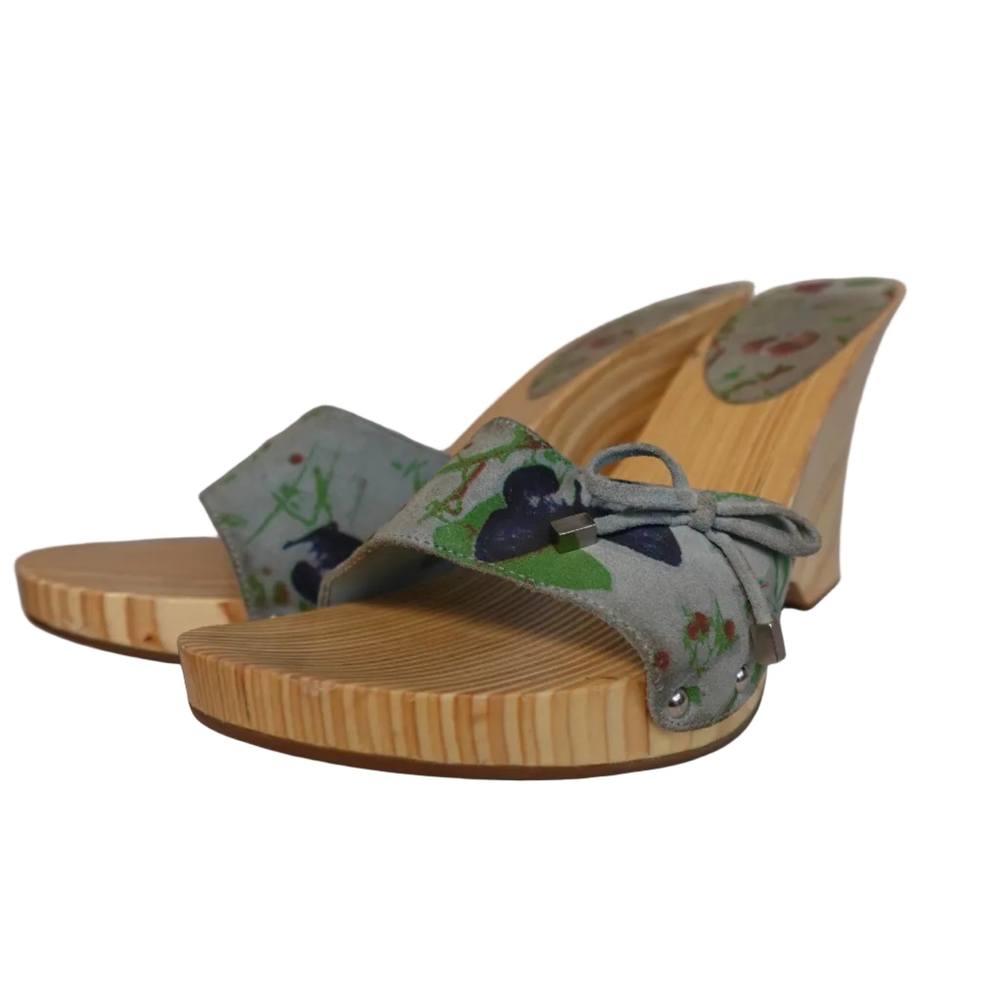 Butterfly Suede and Wood Wedge