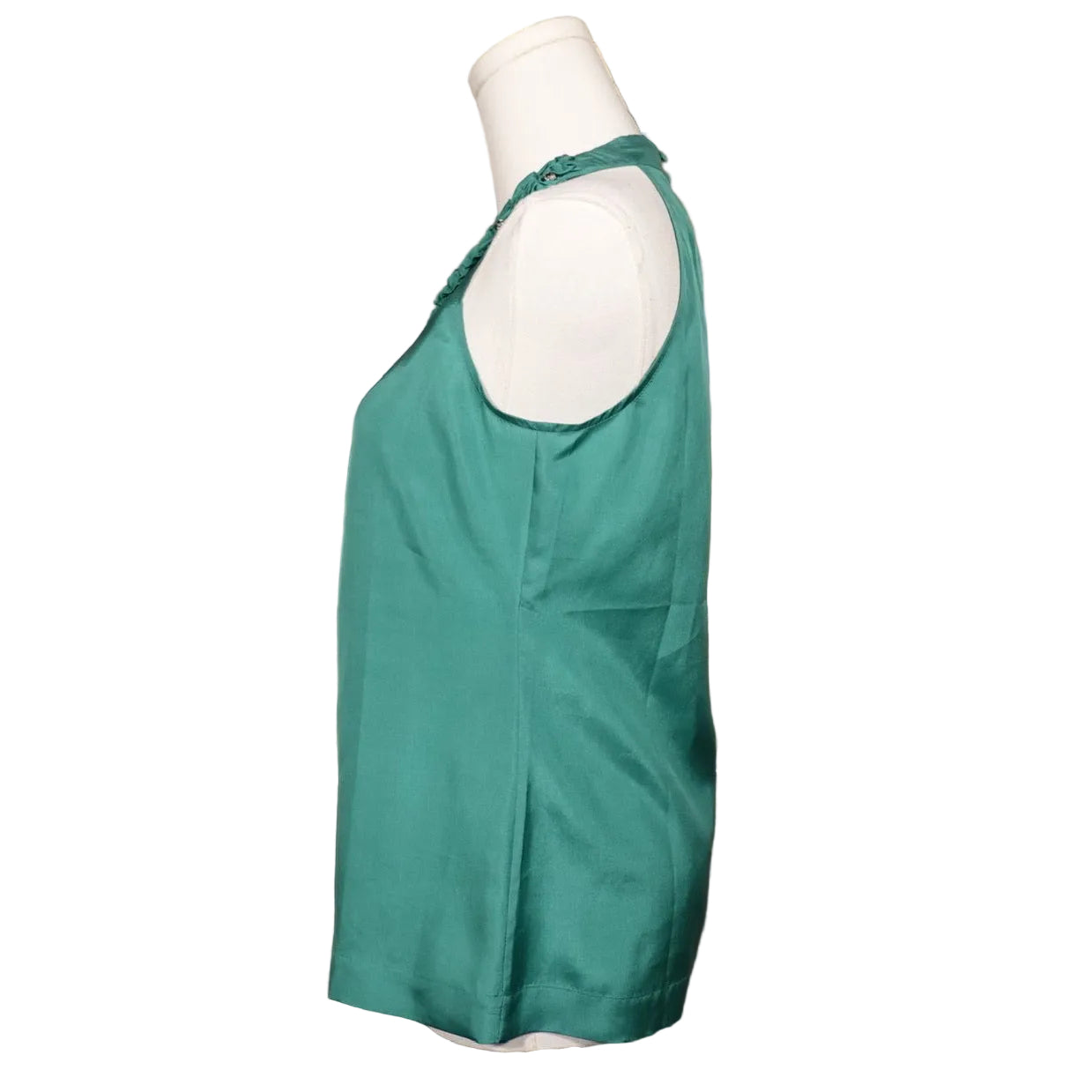 Emerald Satin Embellished Halter Top (XS)