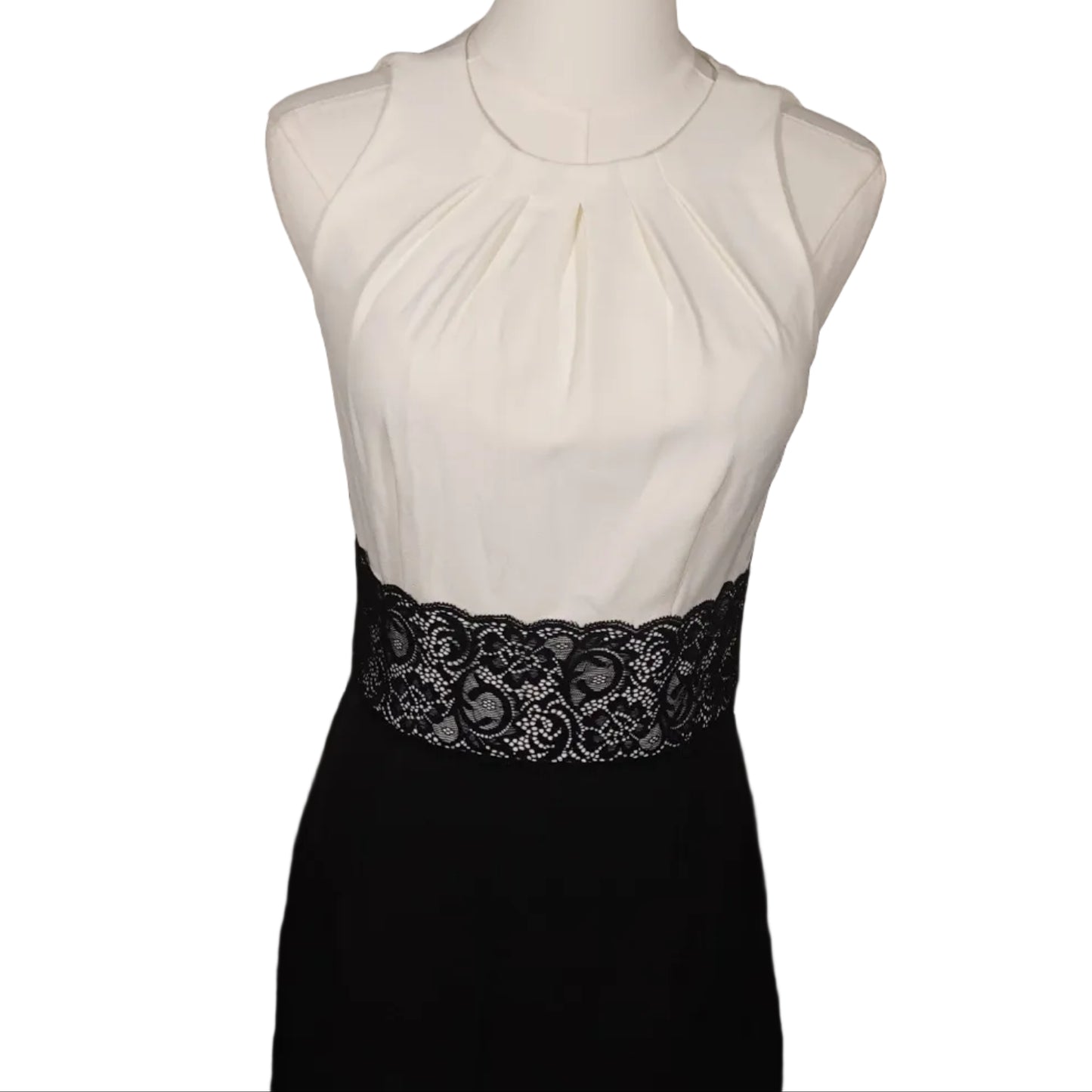 White House Black Market Black & Ecru Lace Waist Sheath Dress (0)