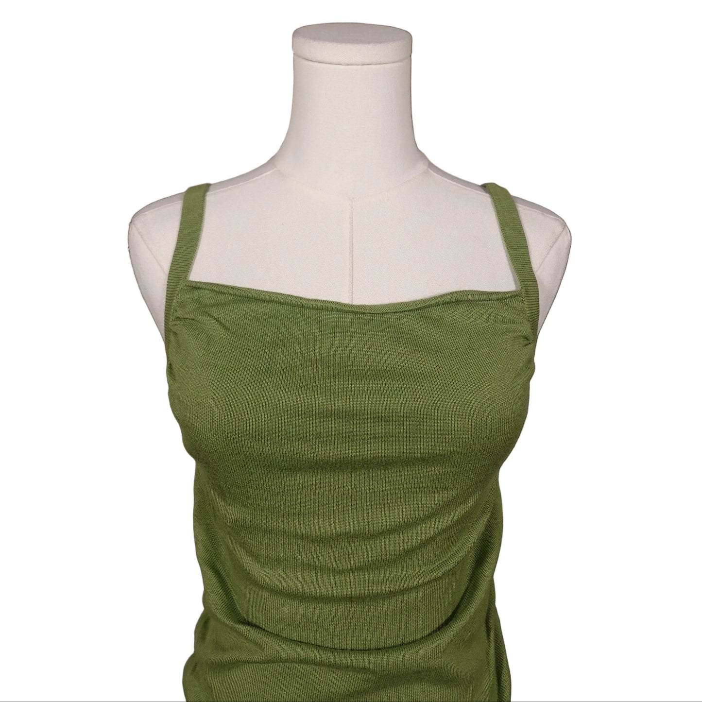 Olive Ruched Mini Dress-S