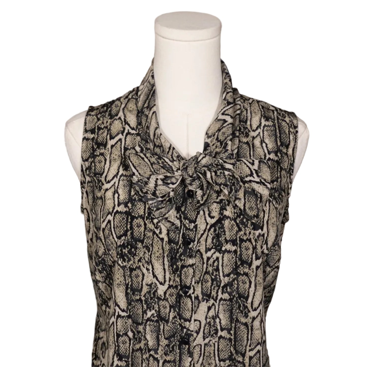 212 Collection Snake Print Tie-Neck Sleeveless Blouse  (XS)