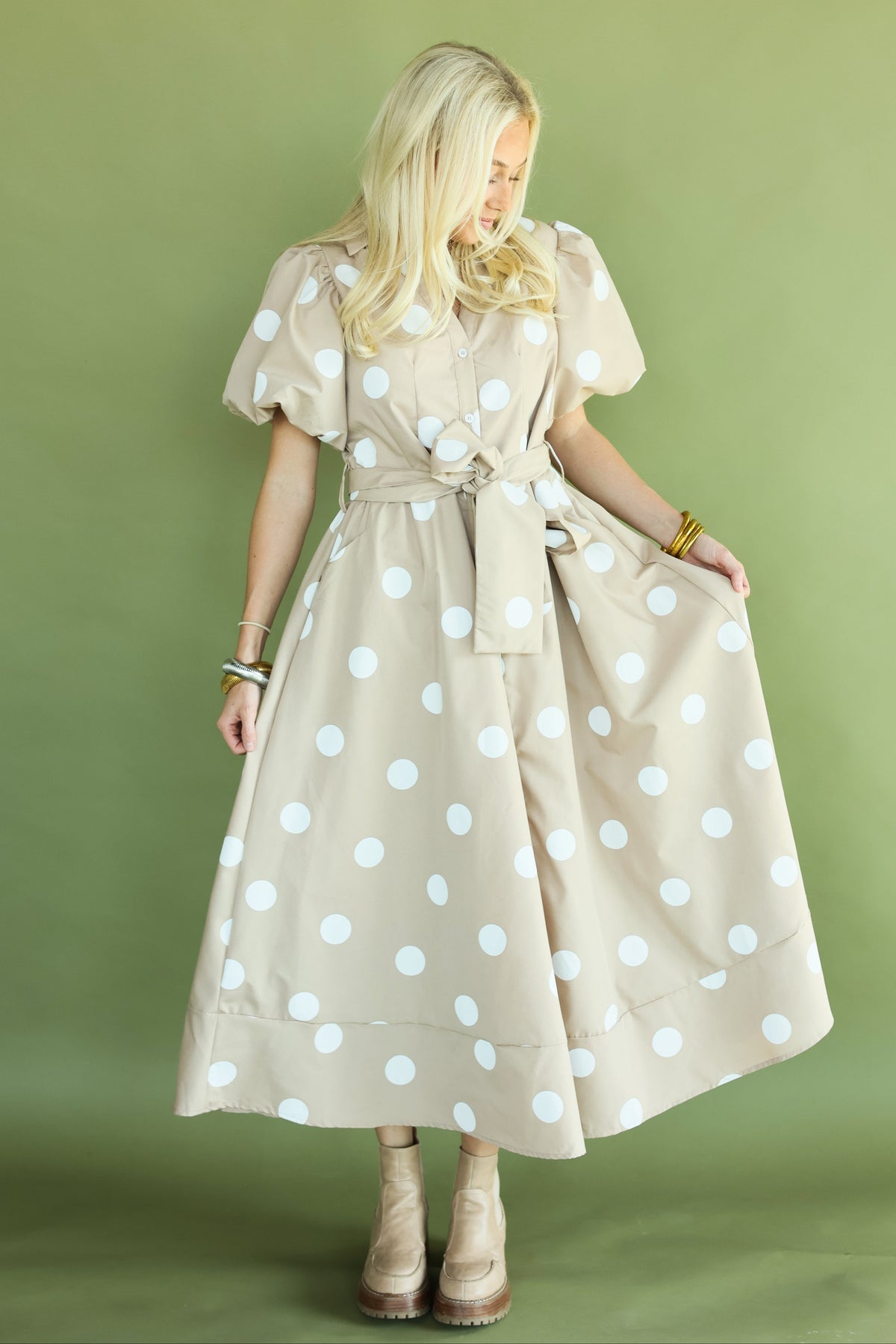Champagne Dot Maxi Dress