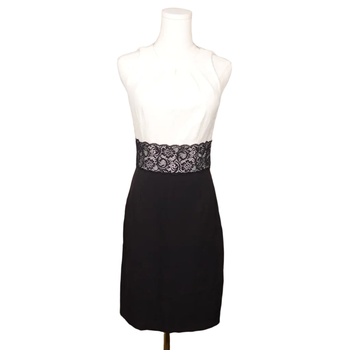 White House Black Market Black & Ecru Lace Waist Sheath Dress (0)