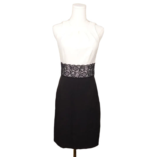 White House Black Market Black & Ecru Lace Waist Sheath Dress (0)