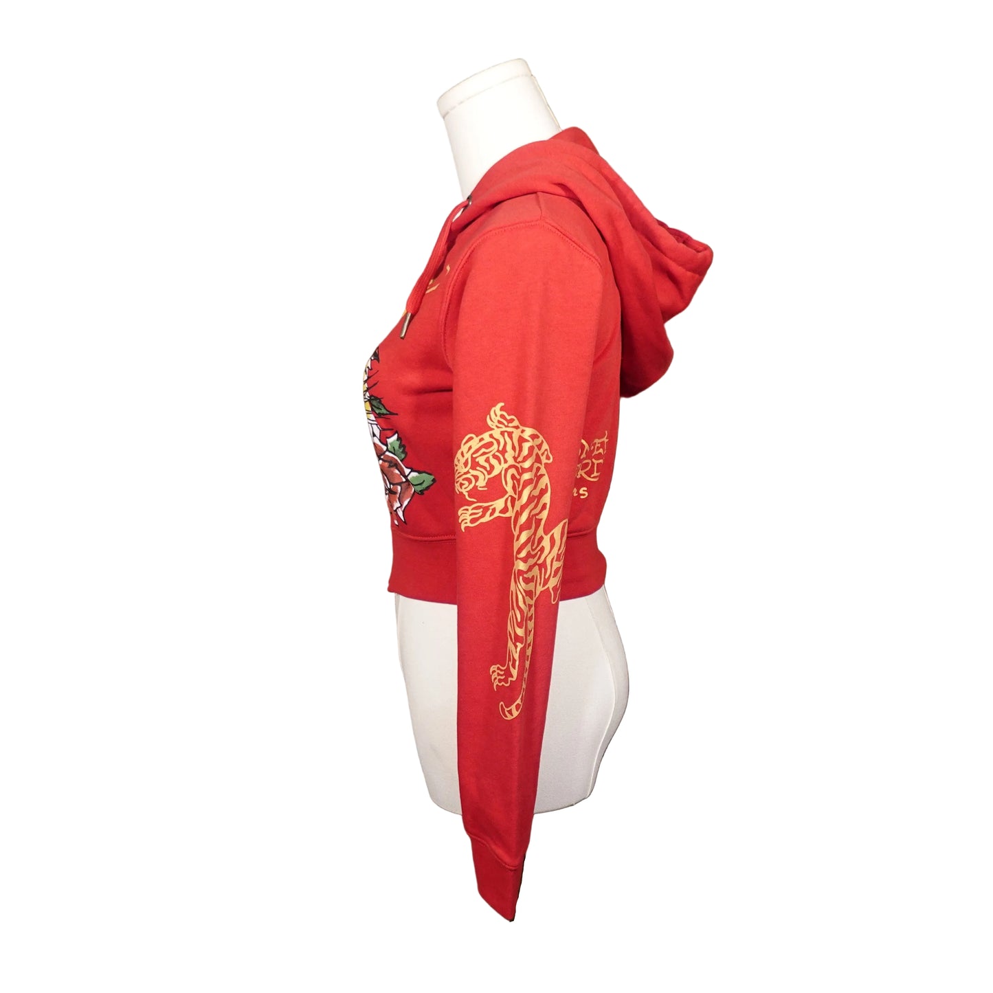 Ed Hardy Tiger and Rose Crop Red Jacket-S