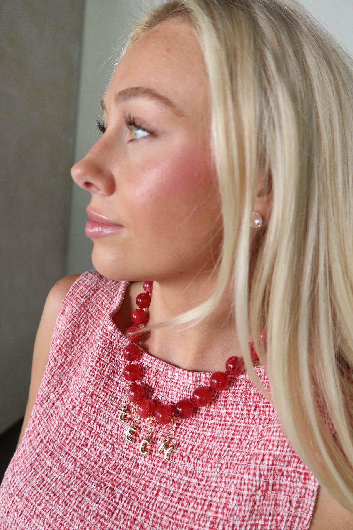 TECH Red Bubble Beaded Necklace