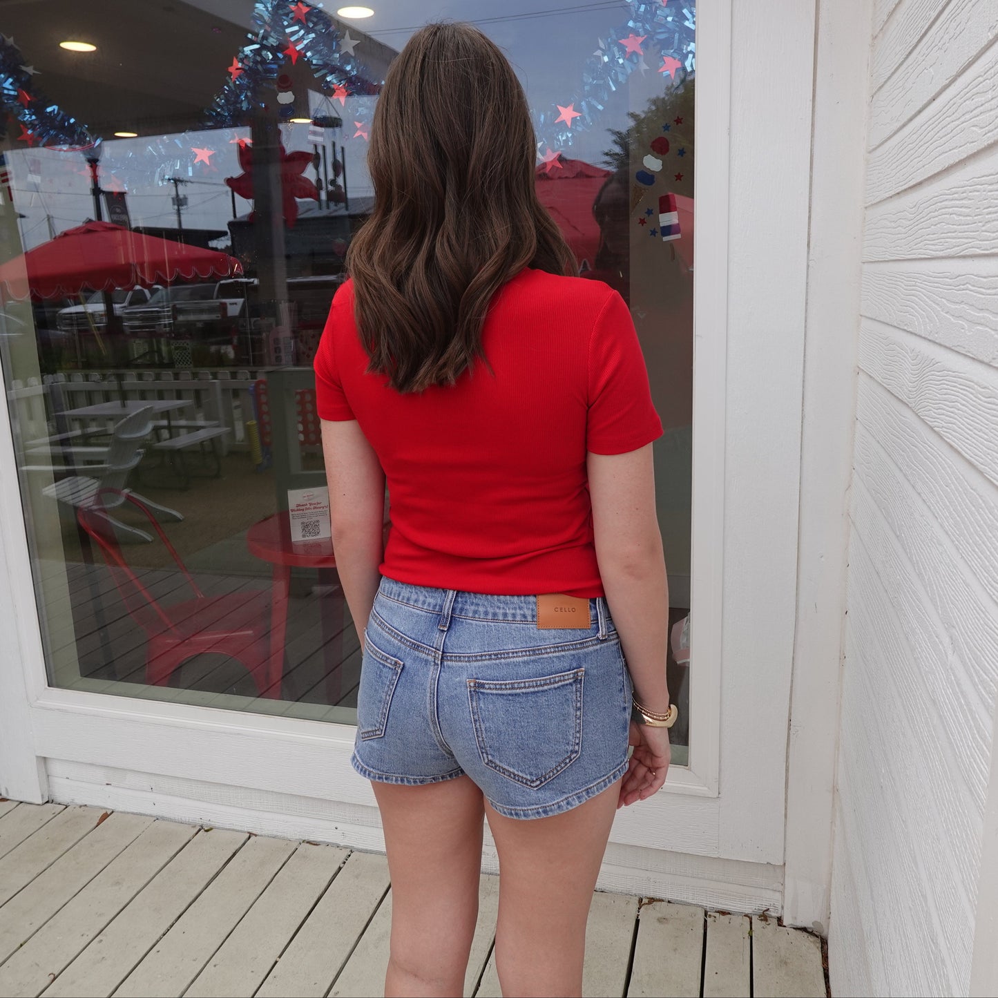 Low-Rise Button Denim Shorts