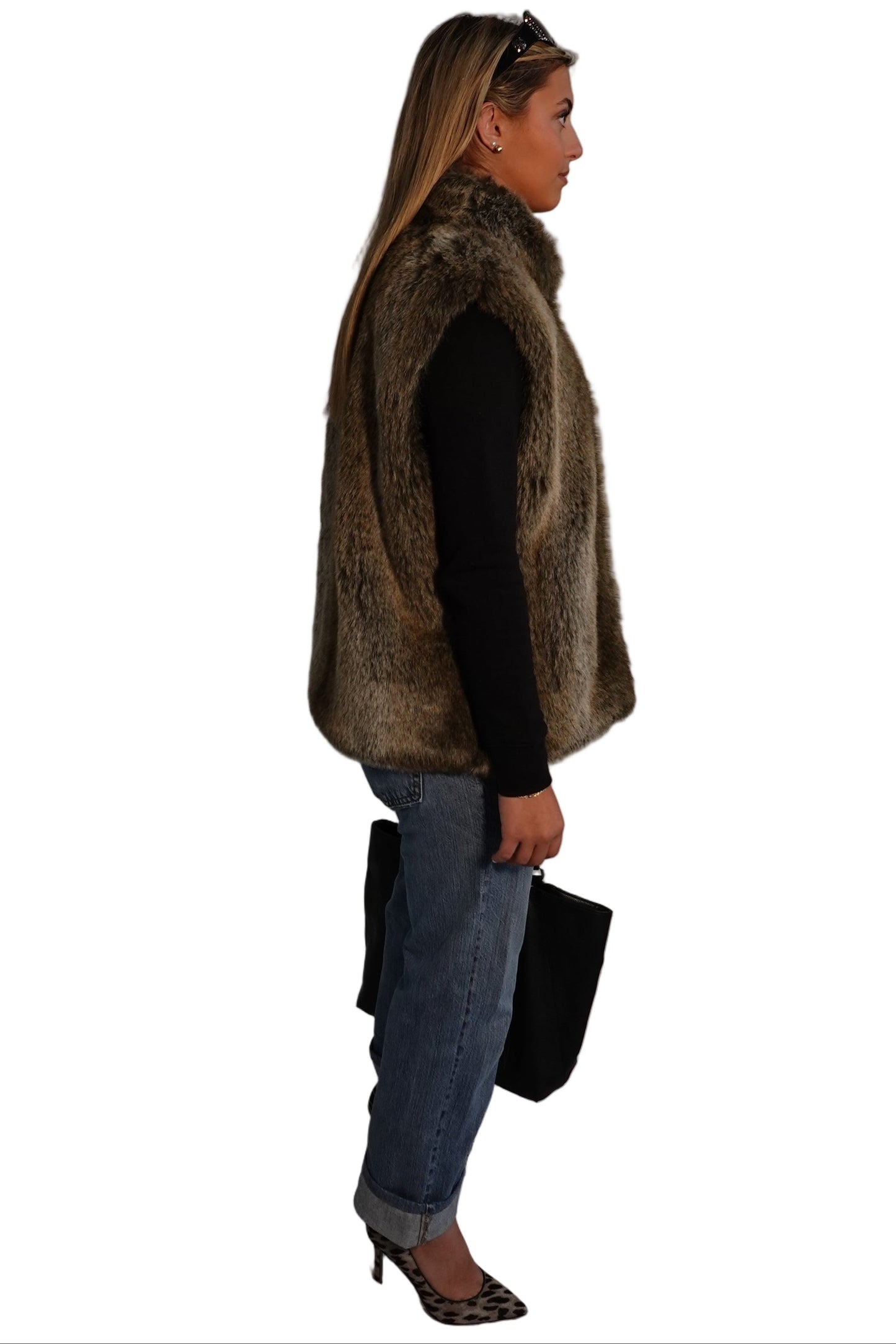 Vintage Faux Fur Zip Vest