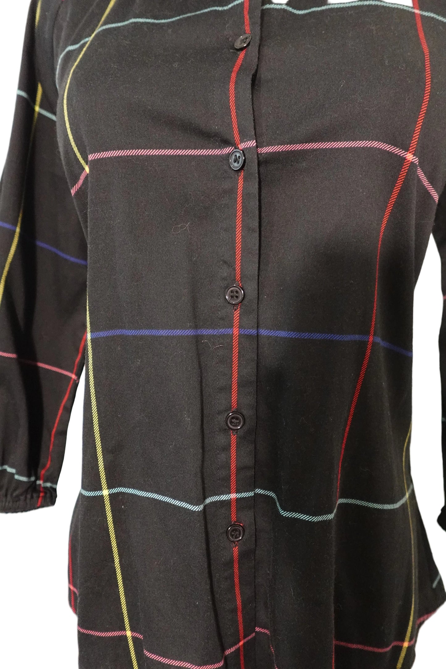 Black Backless Button-Down Top-S