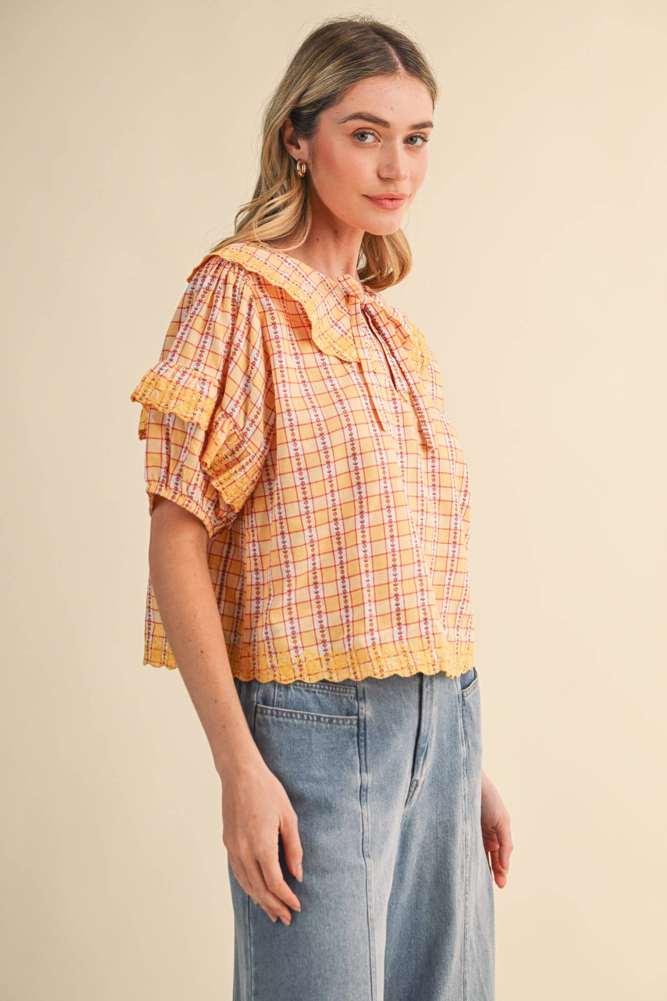 Honey Harvest Plaid Top