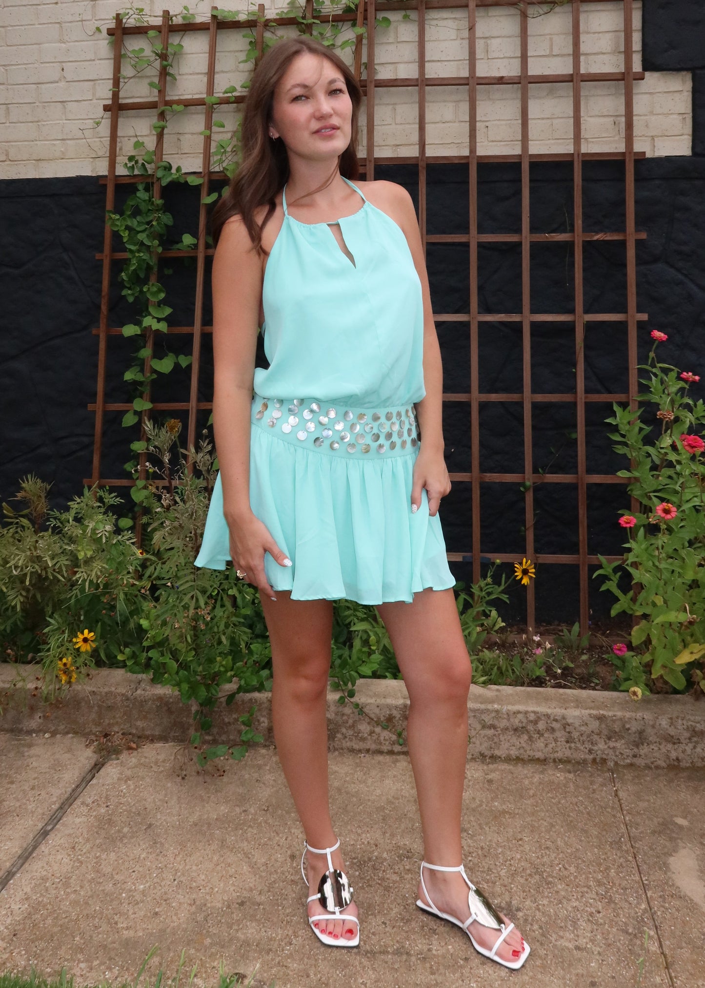 Aqua Shells Mini Dress