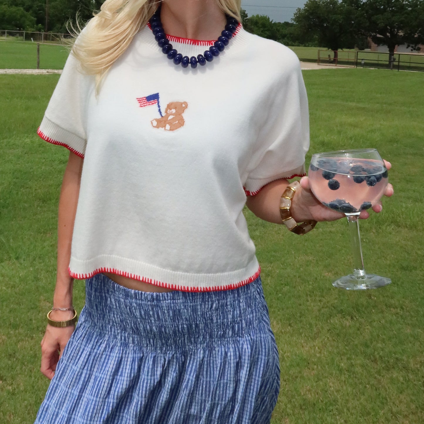 Navy Chunky Beaded Necklace