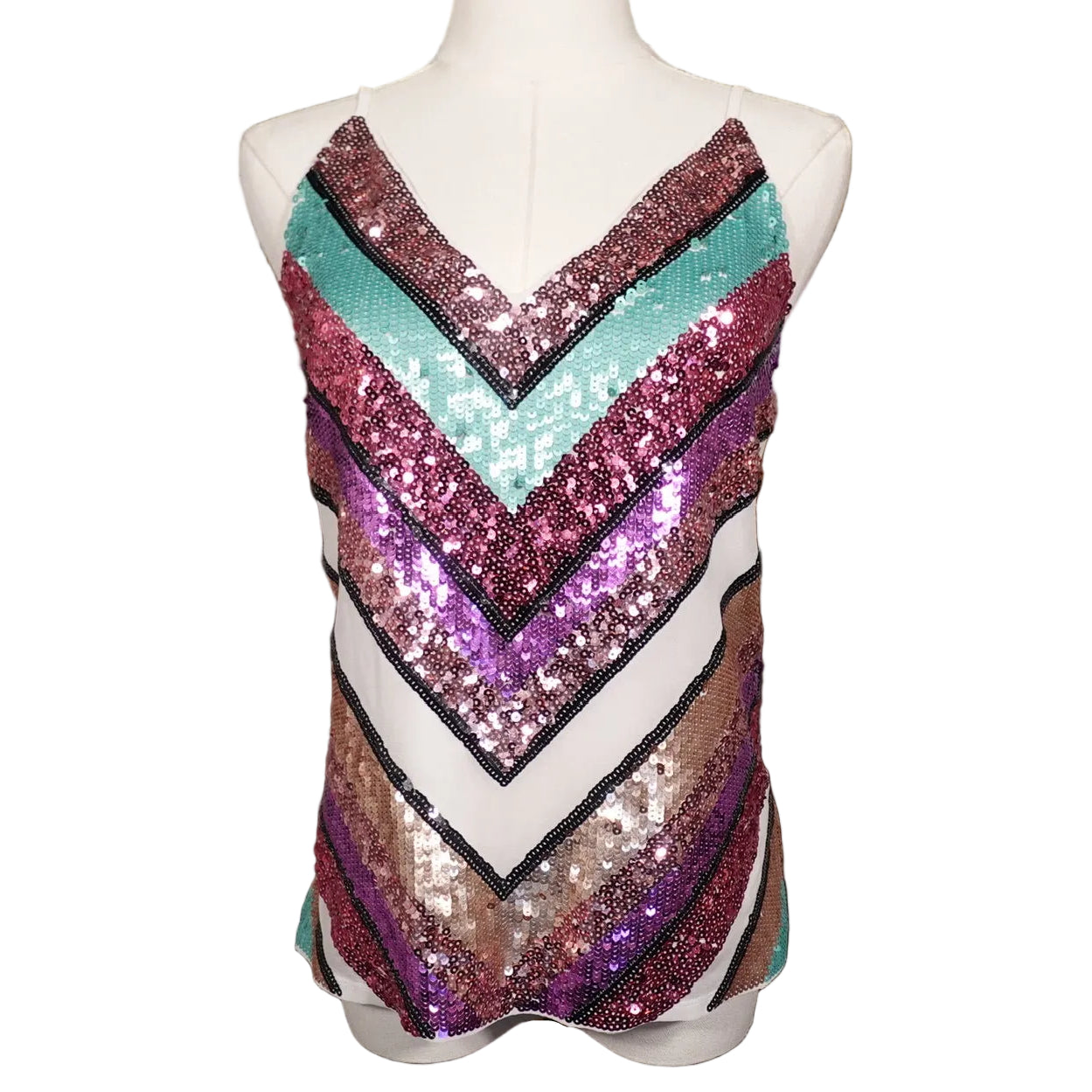 Express Sequin Chevron Tank Top (XS)