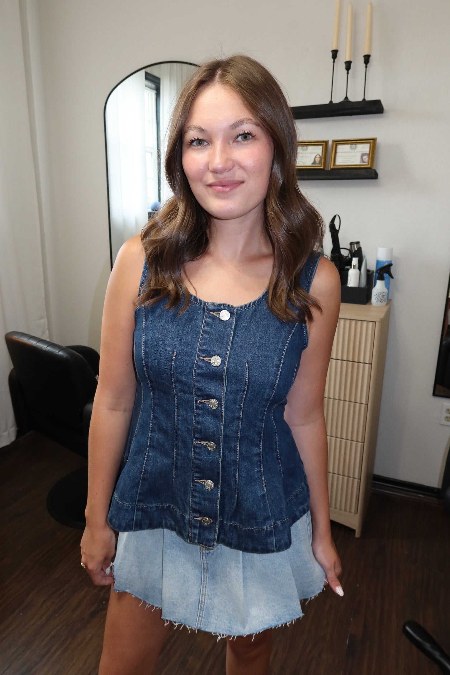 Dark Denim Babydoll Top