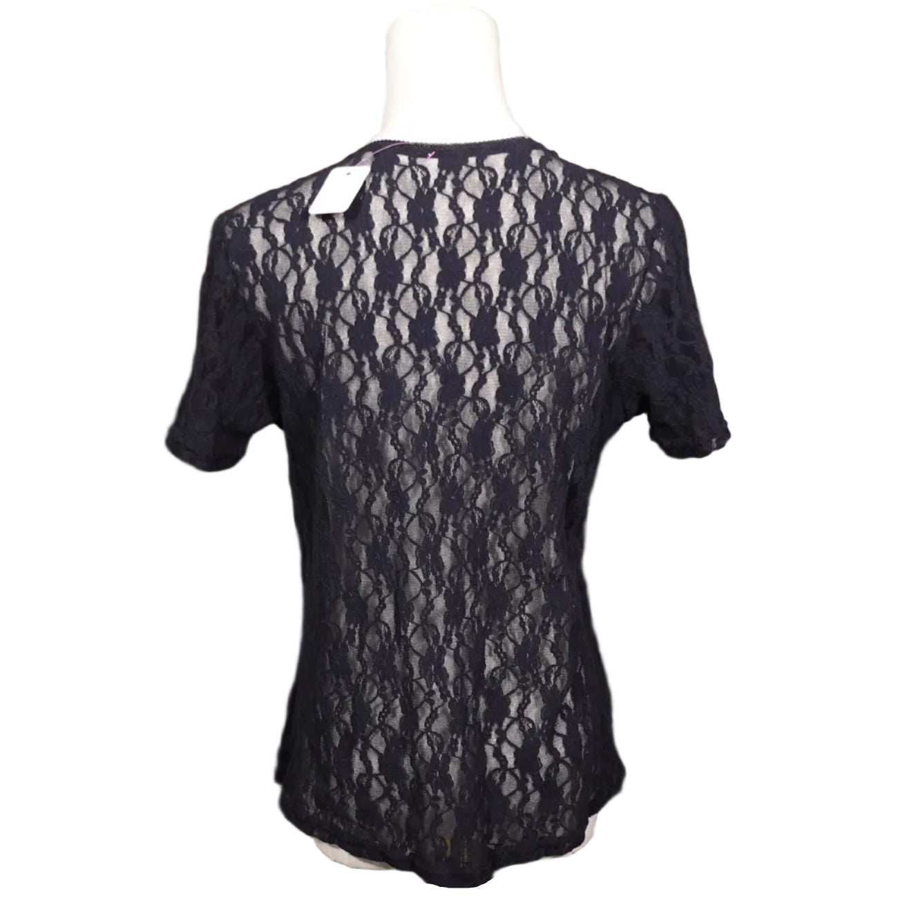 Navy Lace Sheer Top