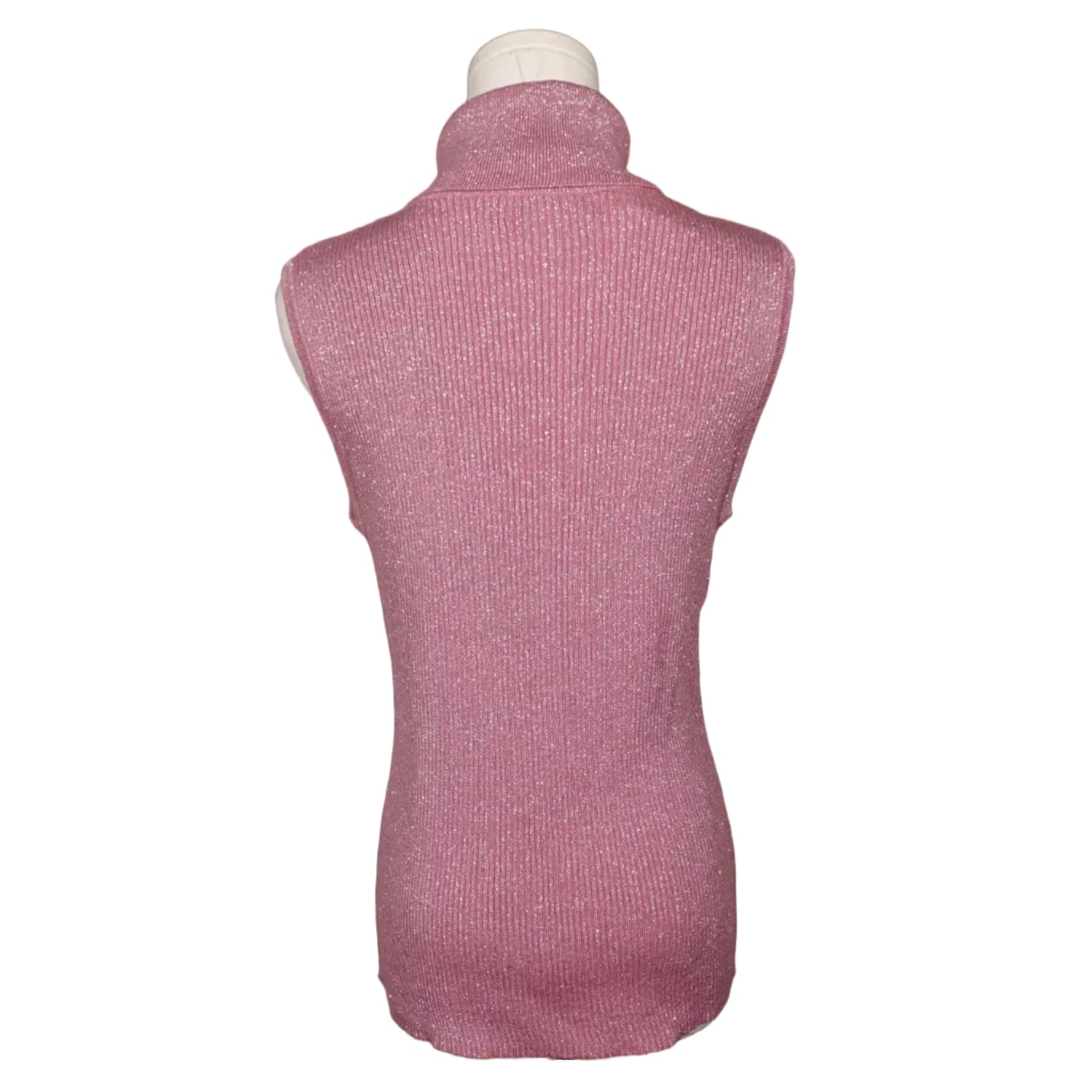 Kikit Pink Shimmer Mock Sleeveless Sweater-M