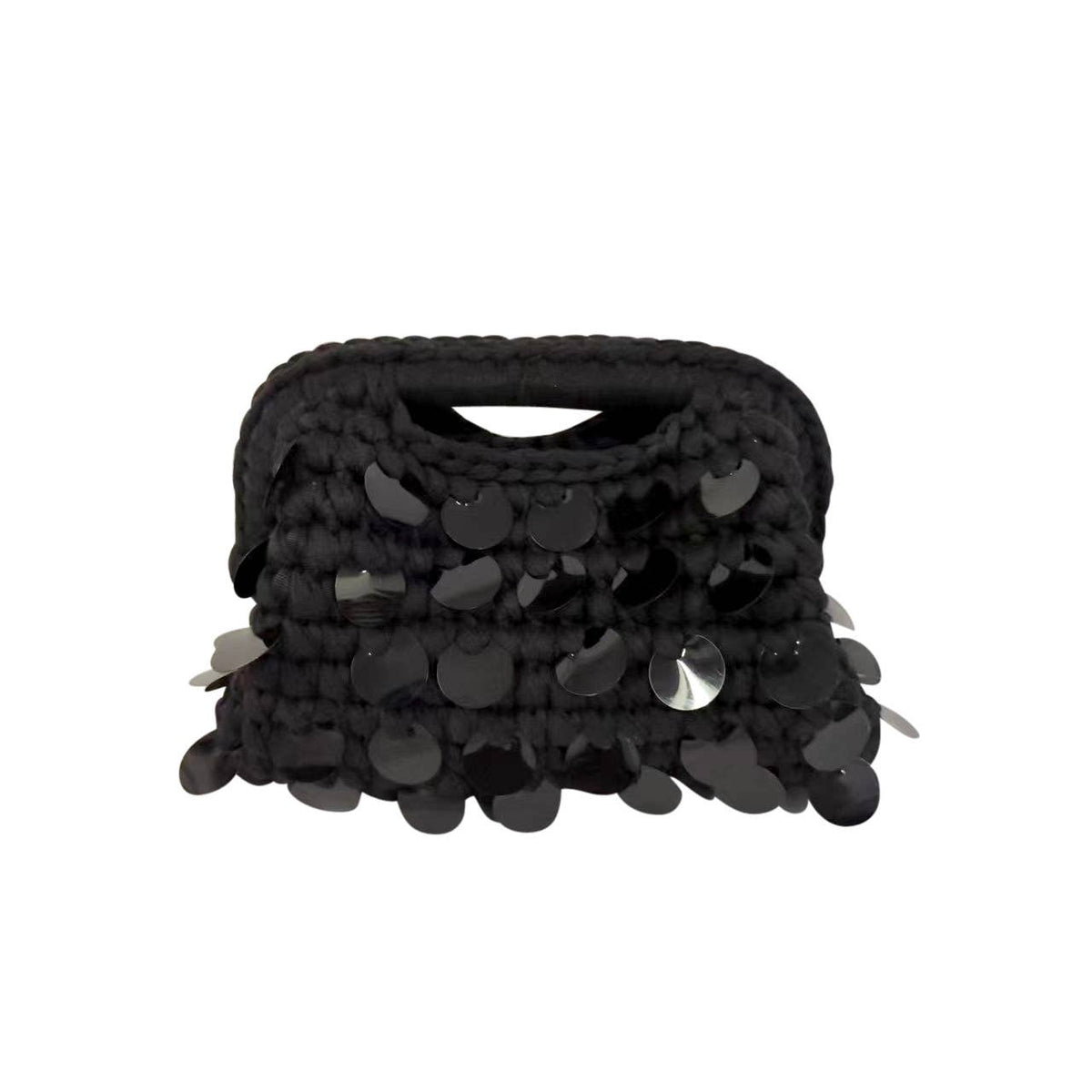 Woven Sequin Mini Handbag – Black