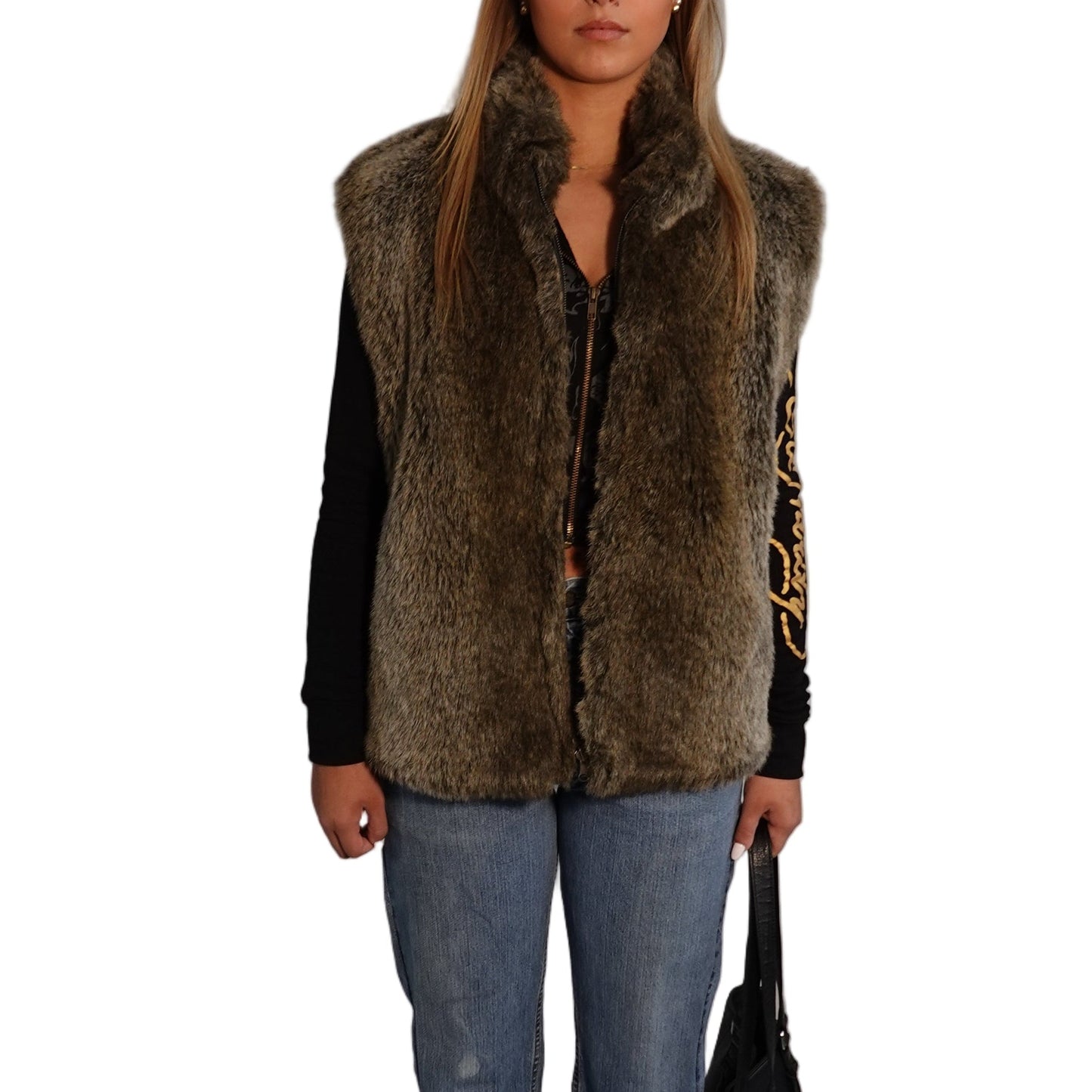 Vintage Faux Fur Zip Vest