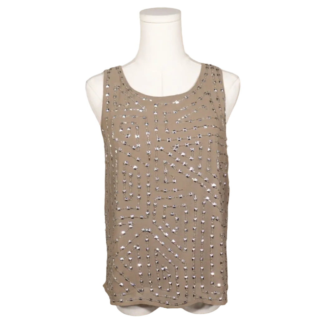 Studded Taupe Tank Top-S