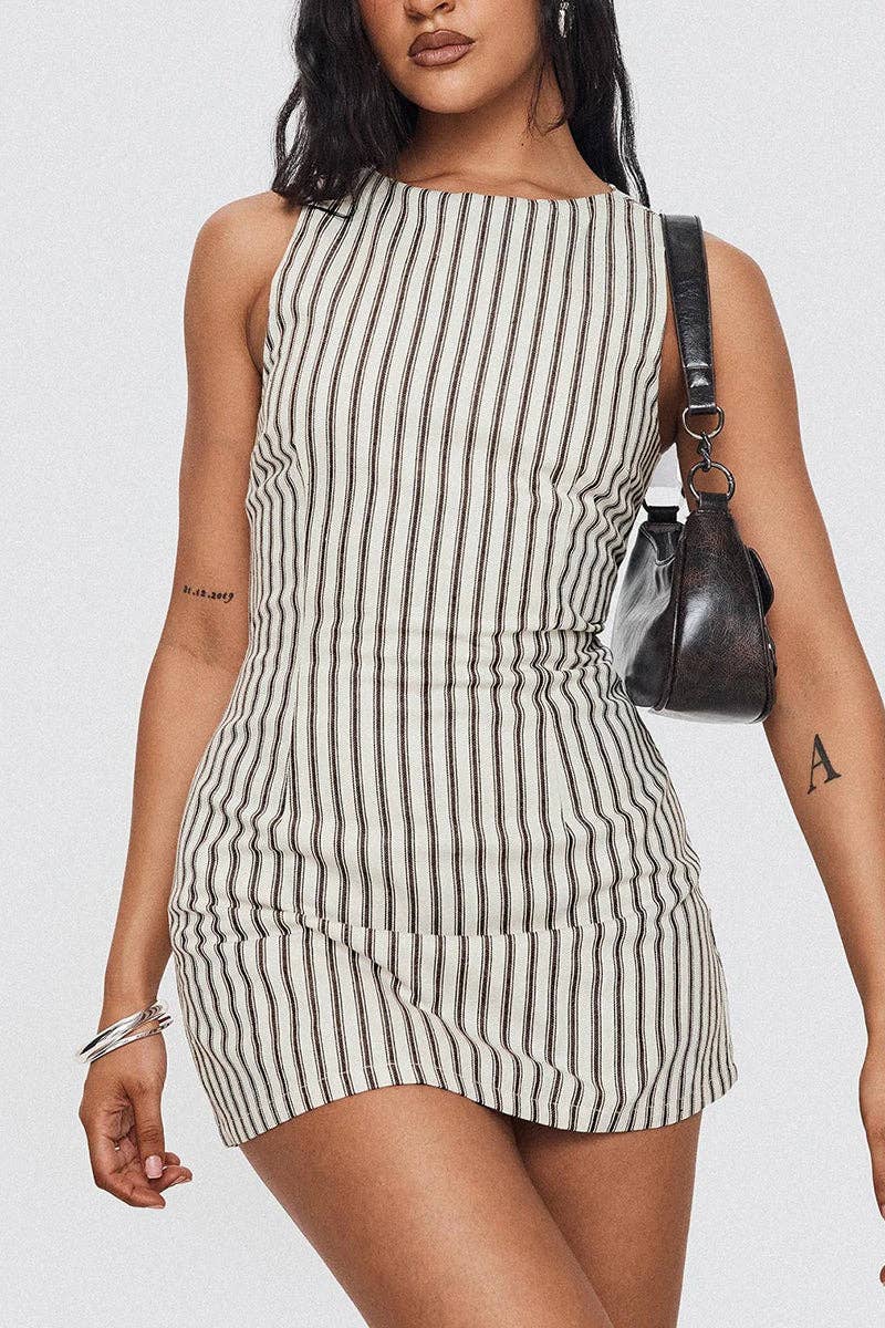 Chic Striped Sleeveless Dress